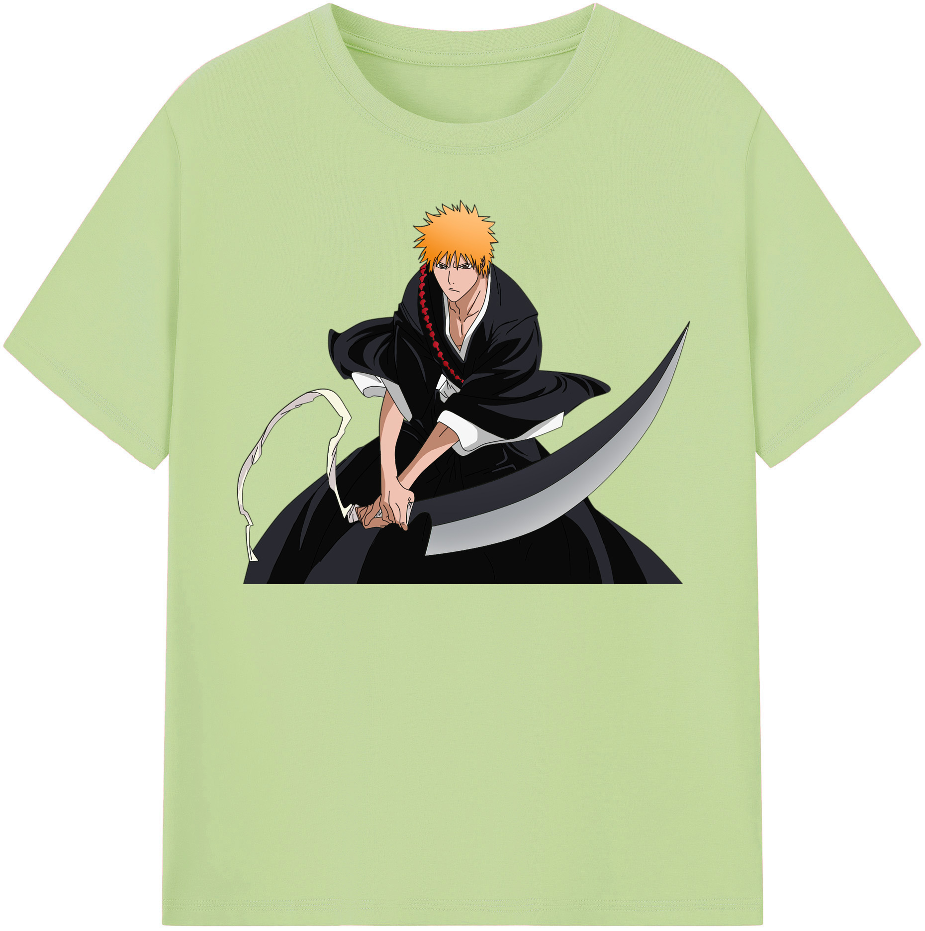 （画像用） ブリーチ 黒崎一護（くろさき いちご）BLEACH Kurosaki Ichigo 綿100％半袖Tシャツ（フロントプリント）